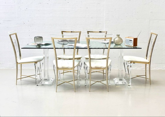 Image 1 of Rare ensemble: table by FABIANART and 6 chairs by Vereinigte Werkstätten, 1980s