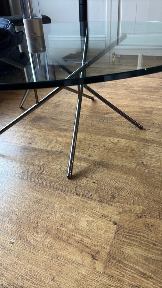 Image 1 of Vintage glass coffee table diam. 120 cm