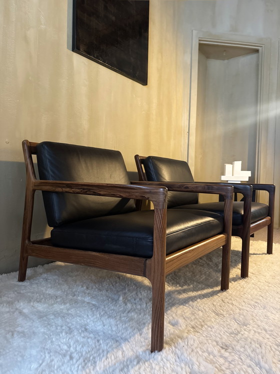 Image 1 of 2x Etnicraft Jack fauteuil zwart leer