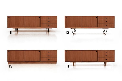 Sideboard Teak gebeizt T-S03 Schiebetür und 3 Schubladen