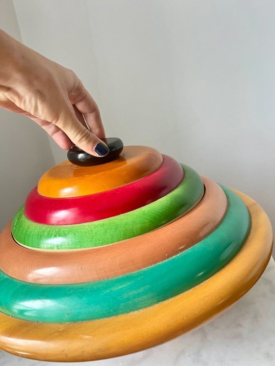 Image 1 of Centrotavola vintage in legno multicolore di Pietro Manzoni – Italia, design anni '70