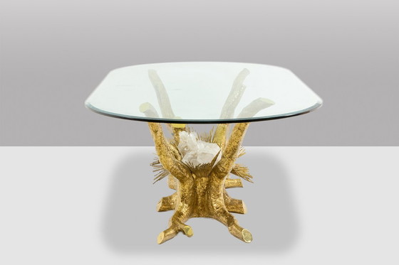 Image 1 of Pierre Duval Brasseur. Gilt brass dining table. Circa 1970.