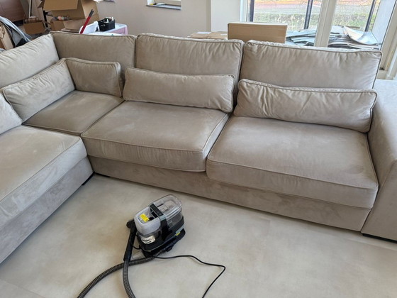 Image 1 of Canapé d'angle luxueux en velours 260 x 340 cm – Kaki – Comme neuf