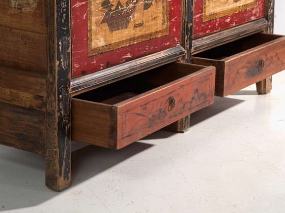 Antique painted sideboard in elm wood – China, circa 1950 – Iron (photo 23 of 40)