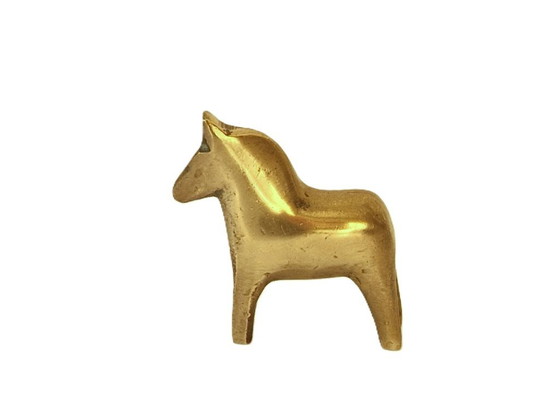 Cheval suédois en laiton - Rare - Années 70, Sculptures, Doré (photo 7 sur 9)