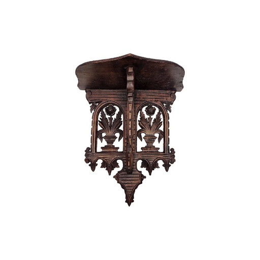 Antiek Duitse wandconsole met snijwerk, eind 19e eeuw – wanddecoratie, Wood