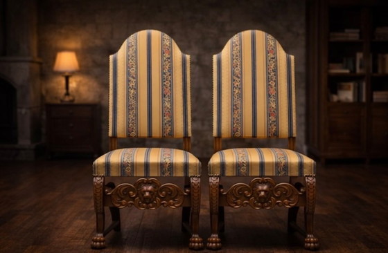 Image 1 of Monumentale sala da pranzo neobarocca da 11 pezzi: capolavoro in rovere del XX secolo