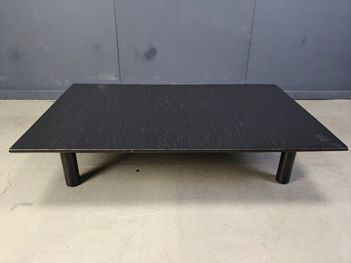 XL Belgian Coffee Table in Ebonized Wenge and Bamboo attributed to Axel Vervoordt, 1980s