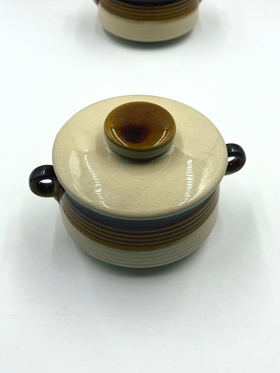 Set di 8 ramequin con coperchio in gres giapponese, Accessori da tavola, Ceramica, Crema, Vintage (foto 8 di 15)