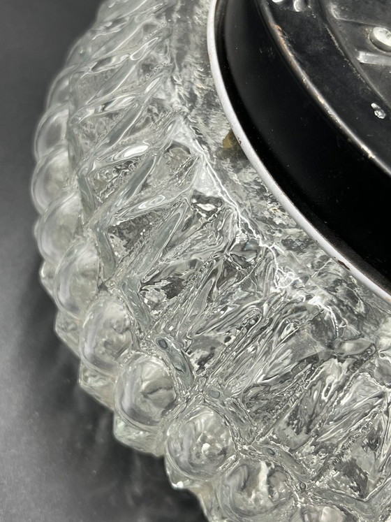 Image 1 of Plafoniera vintage in vetro con rosetta Glashütte Limburg