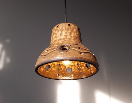 Lampe suspendue vintage en céramique Hannie Mein, lampe en faïence style Mid-Century Modern, lampe rétro en céramique