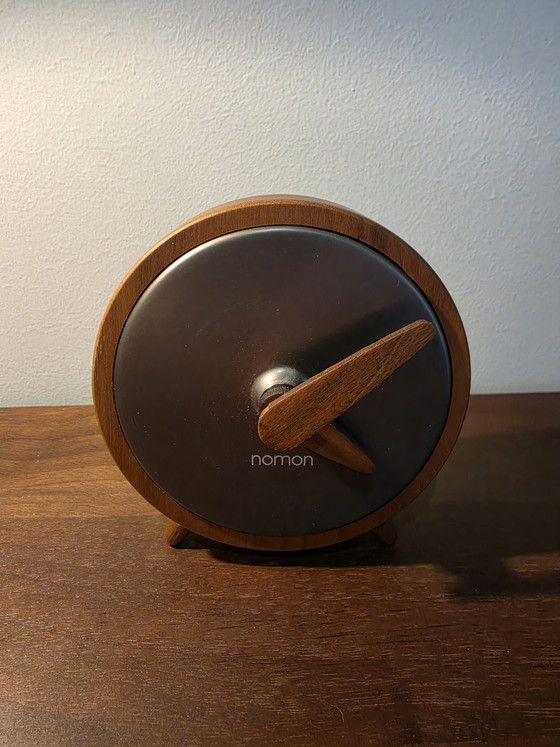 Image 1 of NOMON Atomo design table clock – wood & steel – Arne Jacobsen style – TOP CONDITION