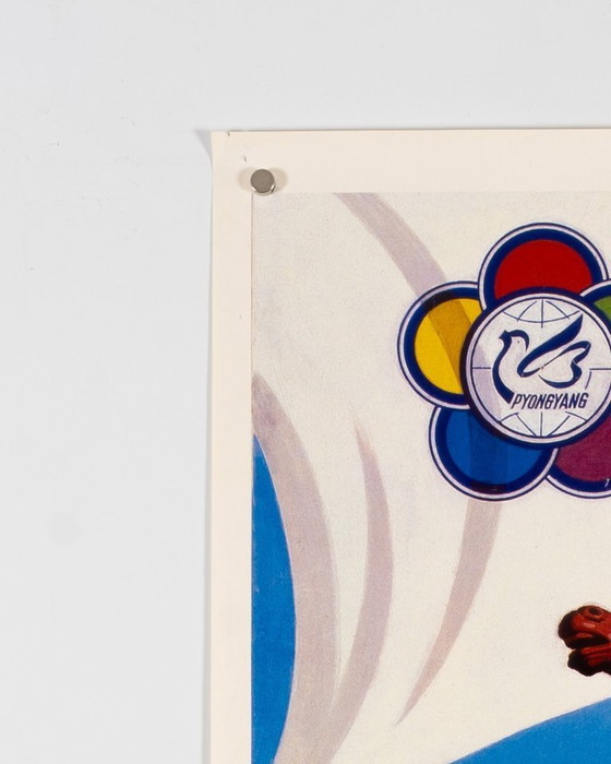 Image 1 of North Korean Propaganda – The 13th World Festival of Youth and Students – 1989 – Original Vintage Political Poster – 78x54 cm