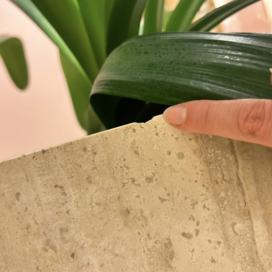 Image 1 of Square Travertine Plant Pots - 1980s