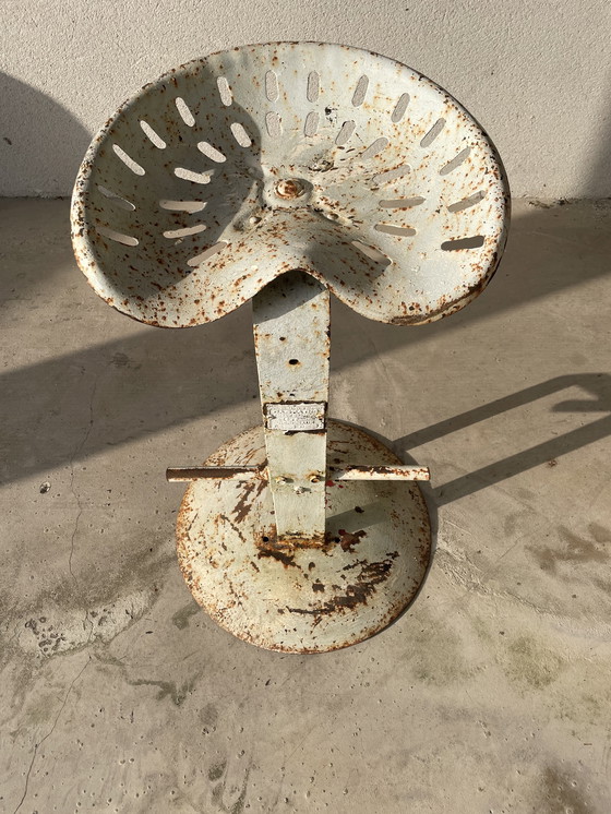 Image 1 of Vintage industrial stool - French stamped manufacture