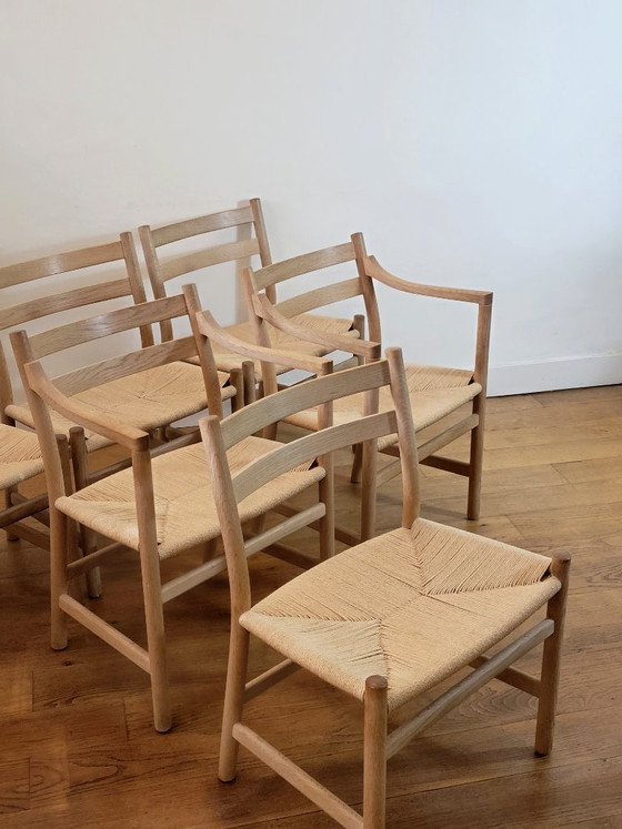 Image 1 of Juego de 6 sillas de comedor modelos CH46 y CH47 de Hans J. Wegner.
