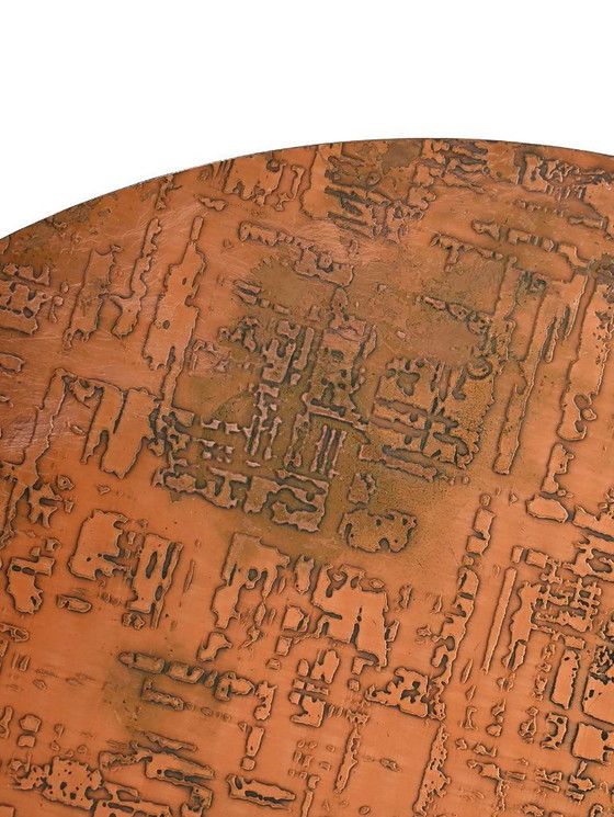 Image 1 of Scandinavian round bamboo and copper coffee table