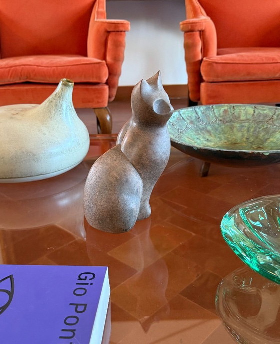 Image 1 of Christian Pradier, kubistische Katzenskulptur aus Keramik, Frankreich 1980er Jahre