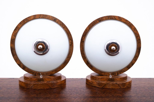 A pair of Art Deco table/night lamps, Poland, 1950s