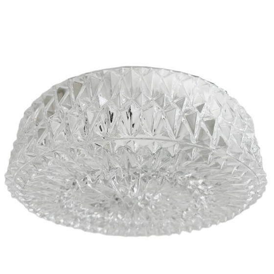 Image 1 of Plafoniera quadrata di metà secolo in vetro chiaro a stella