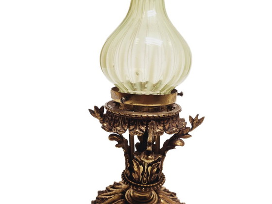 Empire bronzen hanglamp met uraniumglas, Frankrijk, jaren 1890 – Hanglampen (photo 5 of 13)