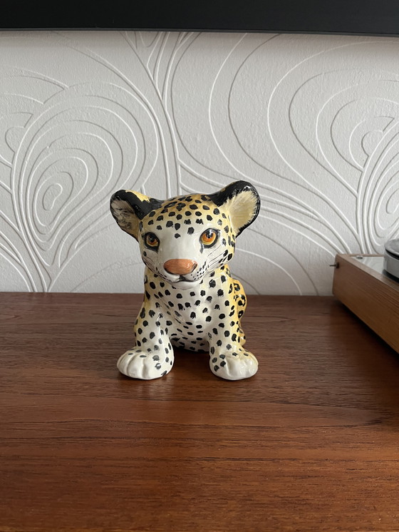 Image 1 of Set of 2 Italian Vintage Hand-Painted Ceramic Tigers