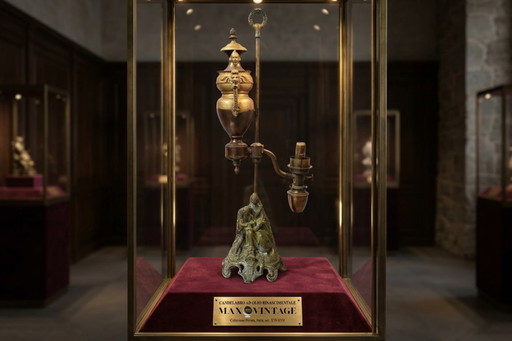 Magnífica lámpara de mesa de bronce – Estilo antiguo (siglo XIX) – Pieza única