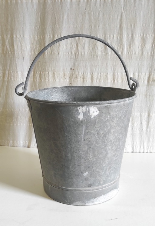 Vintage zinken emmer - midden 20e eeuw – plantenbak, Metal (photo 2 of 6)