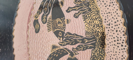 Image 1 of Grote geglazuurde aardewerken schaal, gesigneerd door Tony Jaillet, jaren 1950-1960.