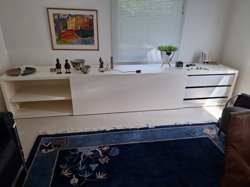 Armoire blanc crème 365cm, porte coulissante