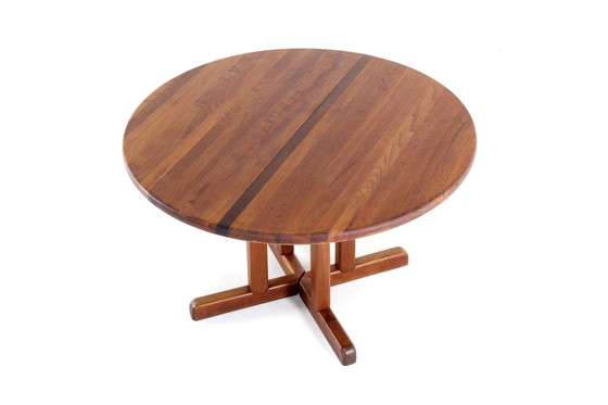 Image 1 of Tavolo da pranzo rotondo allungabile Dyrlund 2x vintage in teak massiccio