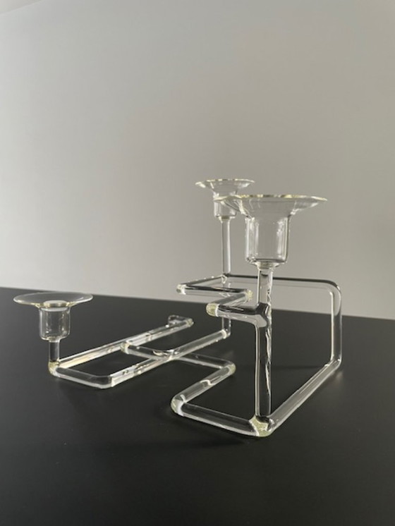 Image 1 of Artistieke glazen kandelaar – sculpturaal geometrisch ontwerp