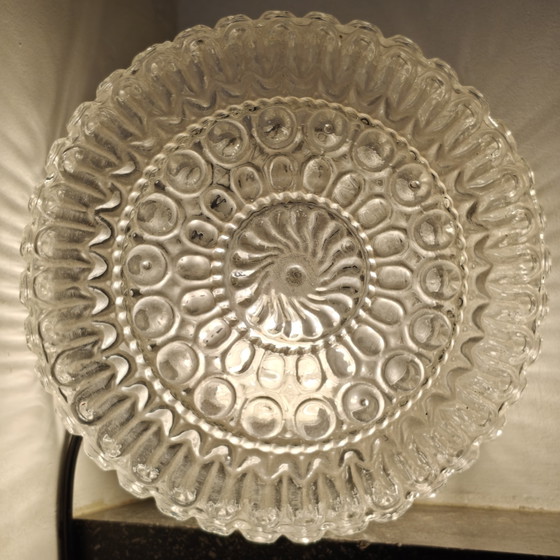 Image 1 of Plafonnier vintage en verre texturé | Lampe murale ou de plafond des années 1970
