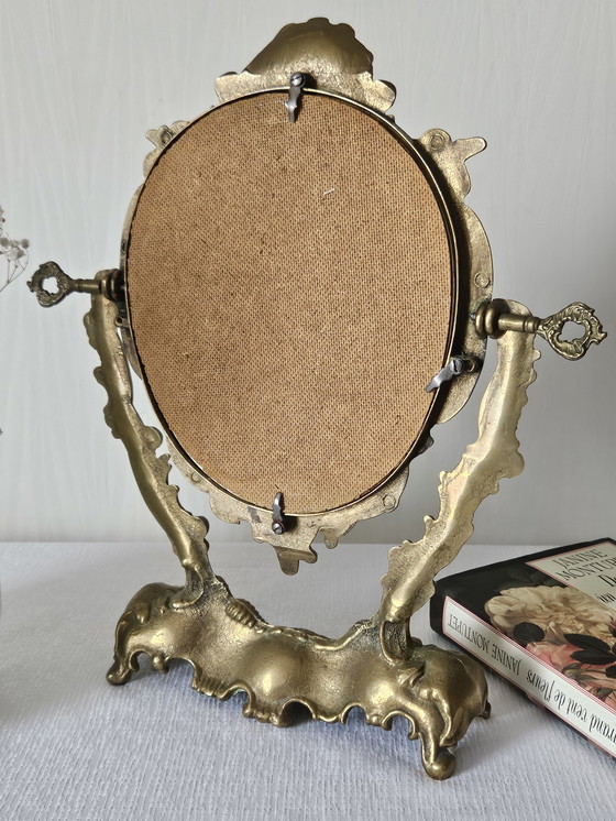 Image 1 of Specchio da tavolo in ottone barocco vintage