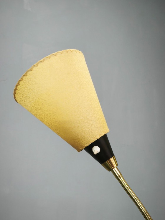 Lampada da Terra Mid-Century in Ottone a Tre Bracci Regolabili, Anni '50, Cecoslovacchia, Lampade da terra (foto 8 di 11)