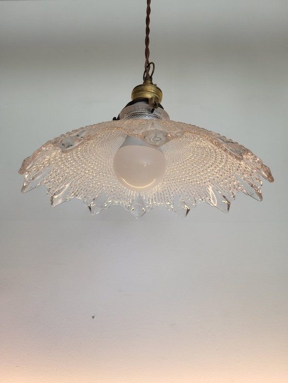 Image 1 of Lampada olofana, Art déco, anni '30, struttura in vetro rigato, vetro stampato