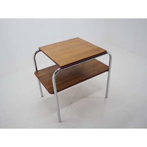 Image 1 of Vintage wooden and chrome console