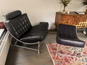Leolux Volare Fauteuil Met Hocker Donkerblauw