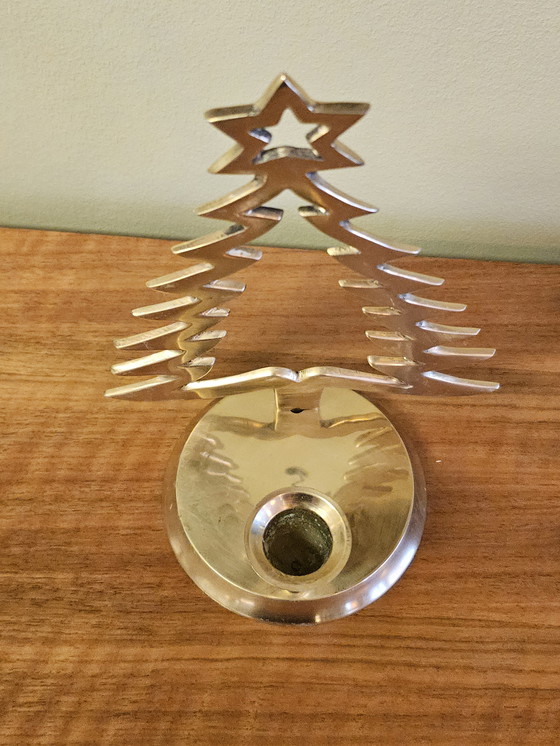 Image 1 of Portacandele ad albero di Natale vintage in ottone