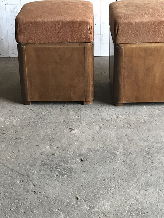 Art Deco Wooden Ottoman Stools, 1930s, Set of 2 – Footstools & poufs (photo 5 of 5)