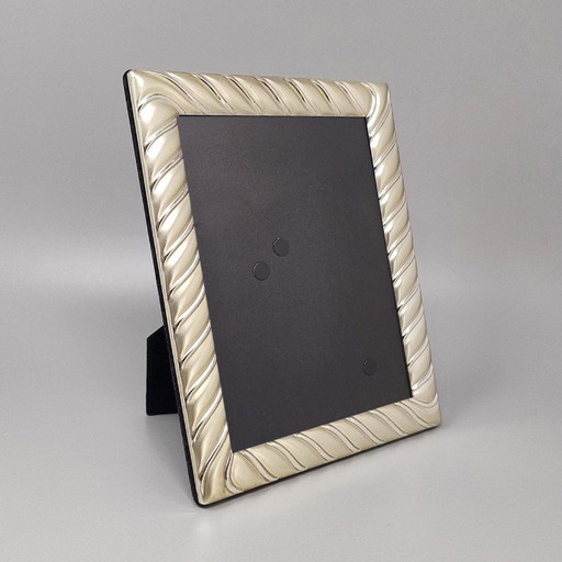Magnifique cadre photo argenté avec verre, années 1970. Fabriqué en Italie. – fotolijsten, Silver (photo 2 of 5)