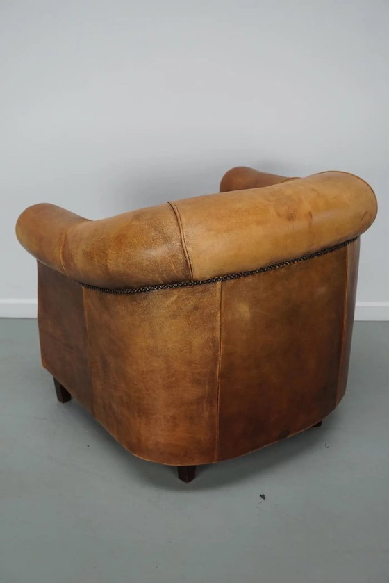 Image 1 of Vintage Nederlandse clubfauteuil in cognackleurig leer