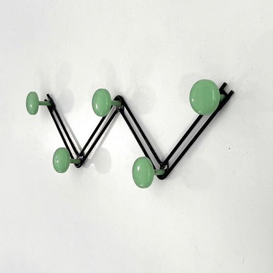 Image 1 of Schwarz-grüner Zickzack-Garderobenständer, 1980er Jahre