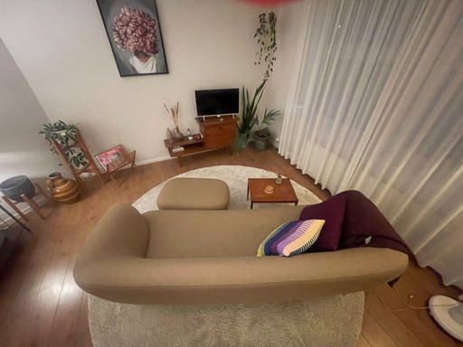 Leolux Flint bank, 3-zits + hocker in Re-wool 458