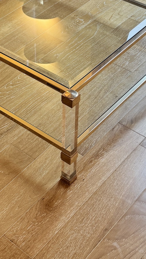  Elegante Moderne Salontafel Van Glas En Goud Metaal (103X103X35)