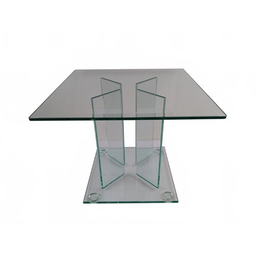 Table d'appoint postmoderne tout en verre des années 80 (style Leon Rosen / Peter Ghyczy)