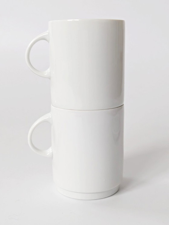 Image 1 of Vintage Thomas Germany “Eclipse” Porcelain Coffee Set, 6 pieces, 1970s Retro Orange Graphic Design