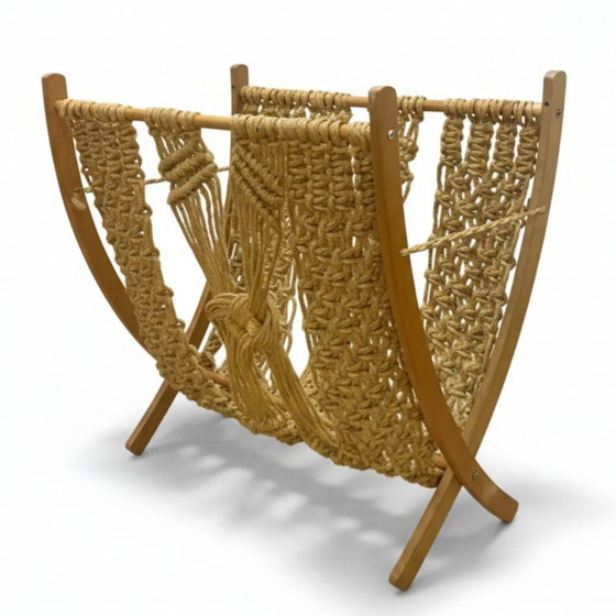 Image 1 of Mid-Century Macramé Magazine Rack by ÚLUV, 1960s, Czechoslovakia