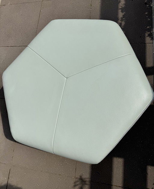 MONTEL hocker mint green leather 98x40cm hexagon