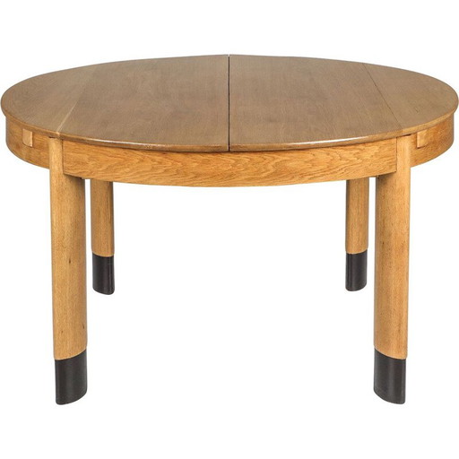 Mesa de comedor ovalada racionalista vintage de roble holandés, años 20